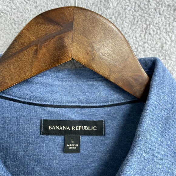 NEW Banana Republic Men's L Luxe Touch Performance Polo Shirt Blue - Picture 4 of 7